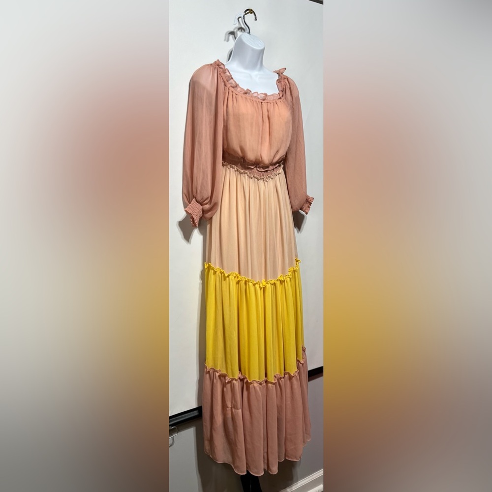 Champagne & Strawberry Women’s Beautiful Multicolor‎ Maxi Dress Size Small - Picture 2 of 6